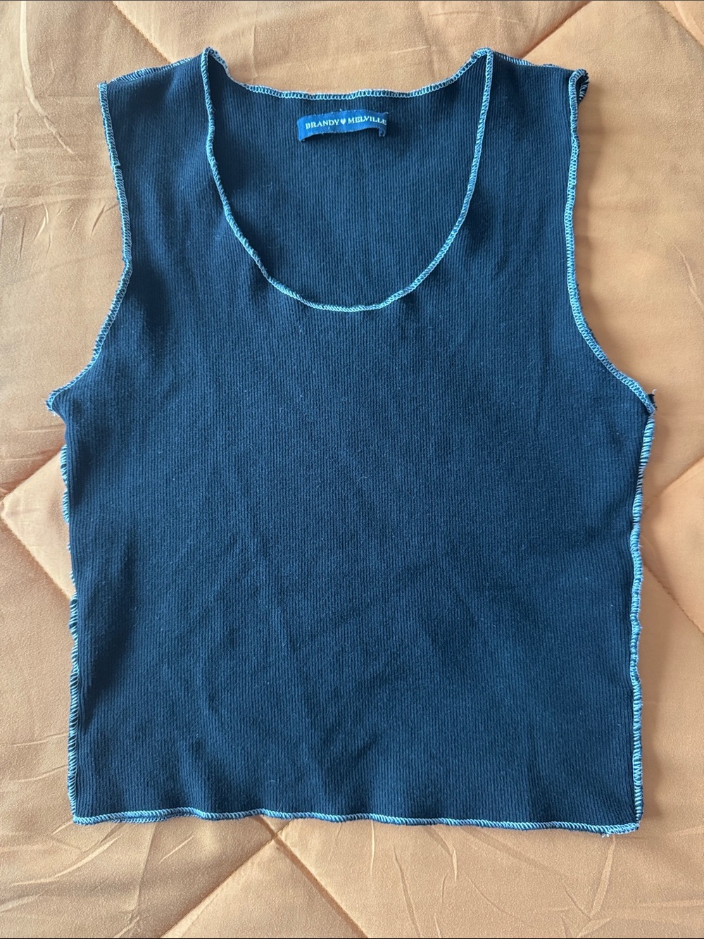 Brandy Melville Black Tank with White Serged Trim